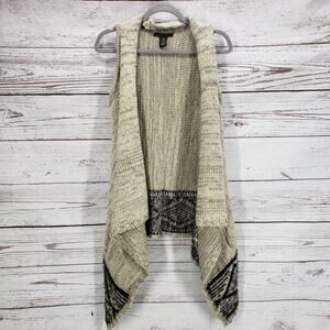 BCBGMAXAZRIA Women's Knit Wool Blend Metallic Open Cardigan Medium